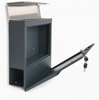 Поштова скринька Verda Anthracite з газетницею, порошкове покриття AkzoNobel, 2 ключі, табличка з ім'ям, дизайнерська настінна поштова скринька з нержавіючої сталі
