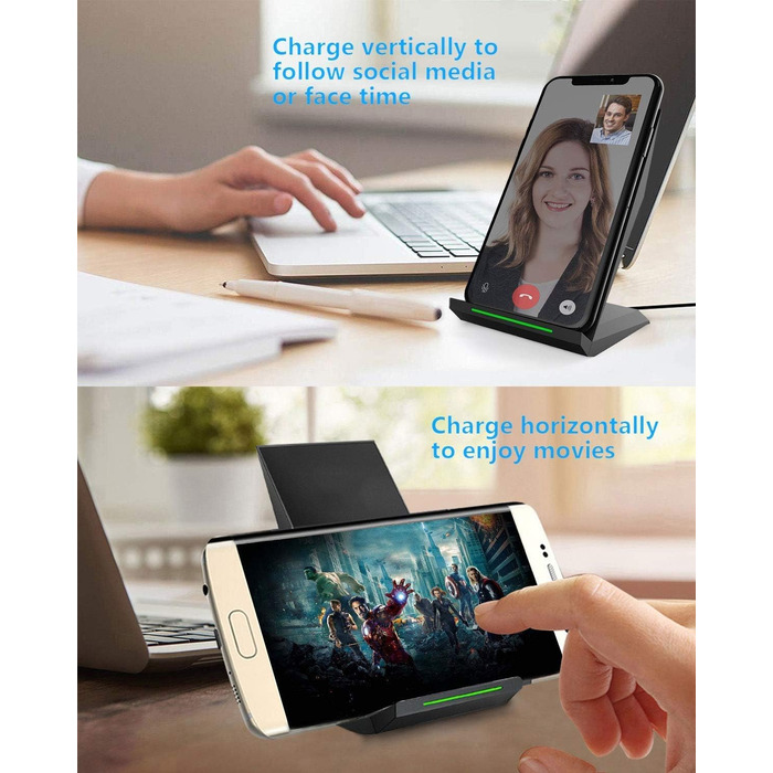 Бездротовий зарядний пристрій NANAMI 15W для iPhone 17/16/15/14/13/12/11 Pro Max/XS/XR/X/8 Plus та Samsung Galaxy S26/S25/S24/S23 – Швидка індуктивна зарядка, чорний