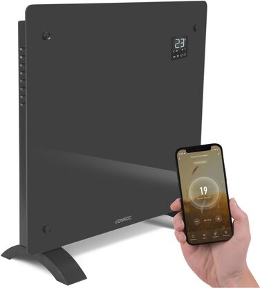Електричний конвекторний обігрівач VONROC - 1000W, сірий, для кімнат до 12м²
