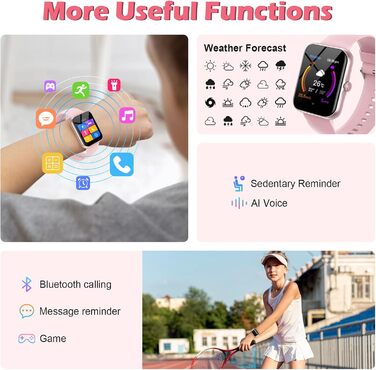 Дитячий розумний годинник Kinder Sport Fitness з крокомером, 100+ спортивних режимів, будильником, іграми, секундоміром, повідомленнями, для дітей 5-16 років, рожевий