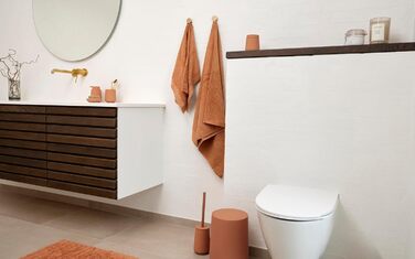 Zone Denmark Nova One Soap Dispenser for the Bathroom, Dispenser made of ceramic for hand soap/liquid soap, Diameter 8 cm, Height 11.5 cm, Capacity 250 ml, Mandarin