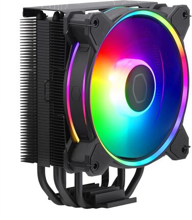 Cooler Master Hyper 212 Halo: Кулер для CPU з RGB підсвічуванням, чорний, LGA1700 & AM5, 4 теплові трубки