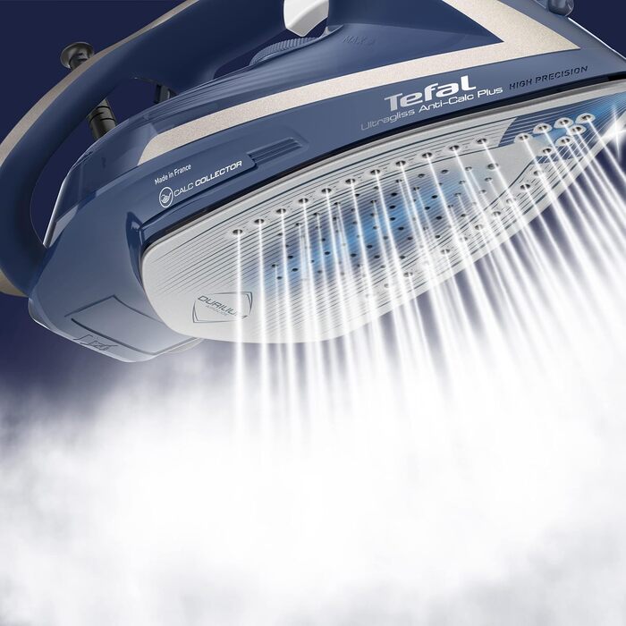 Tefal FV6830 Ultragliss Anti-Kalk Plus Steam Iron | 2800 Watts | Steam Boost: 250 g/min | 50 g/min Steam Output | Removable Scale Collector | Scratch-Resistant Soleplate | Blue/White [2] Anti-Scale Expert