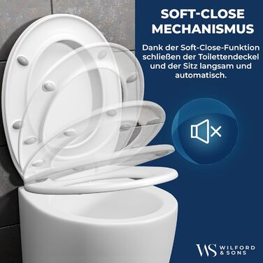 Сидіння для унітаза Wilford & Sons PREMIUM D-подібне, біле, з мікроліфтом (повільним опусканням), матеріал Duroplast, овальна форма