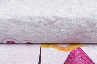 Дитячий килим TAPISO Emma, рожевий, 80x150 см, з антиковзким покриттям, принт, ÖKO-TEX, машинне прання 30°C