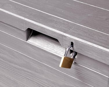 Скриня для зберігання Ondis24 Madera Mini 90 л, дерев'яна текстура, з можливістю замикання, теплий сірий колір, бокс для подушок