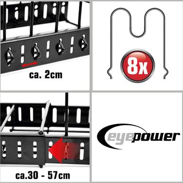 Стелаж для кришок та сковорідок EYEPOWER зі сталі, 5 полиць, 38x21x25 см, чорний