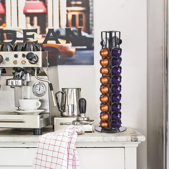 Підставка для капсул Nespresso (40 шт) XIAPIA, чорна, обертова, для зберігання кавових капсул