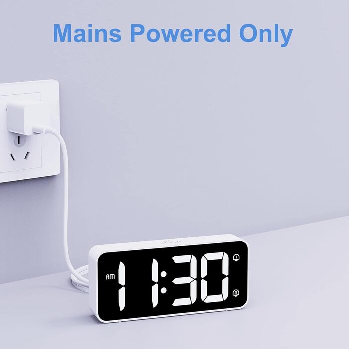 LED-годинник з будильником LATEC з двома тривогами, USB-зарядкою, регулюванням яскравості та гучності, 8 мелодій, 12/24 год, мережевий