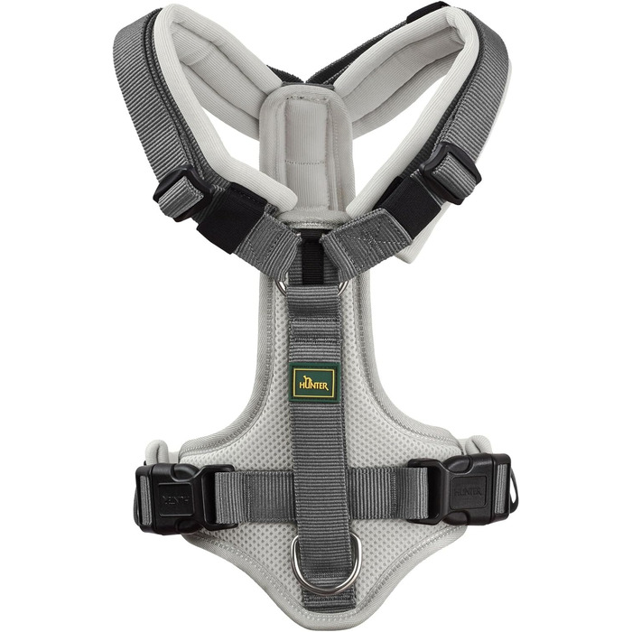 Нашийник для собак HUNTER Maldon, світло-сірий/сірий, м'який, з 3M Scotchlite, регулюється, з м'яким ручним захопленням, розмір S-M