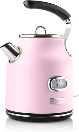 Електричний чайник Westinghouse Retro, 1.7 л, рожевий, з контролем температури та рівня води, з фільтром від накипу та захистом від перегріву