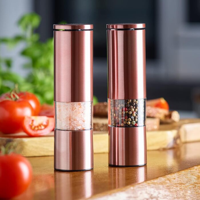 Набір з 2 мельниць для спецій Echtwerk: сіль та перець з нержавіючої сталі, ручний млин, керамічний механізм, мідна серія