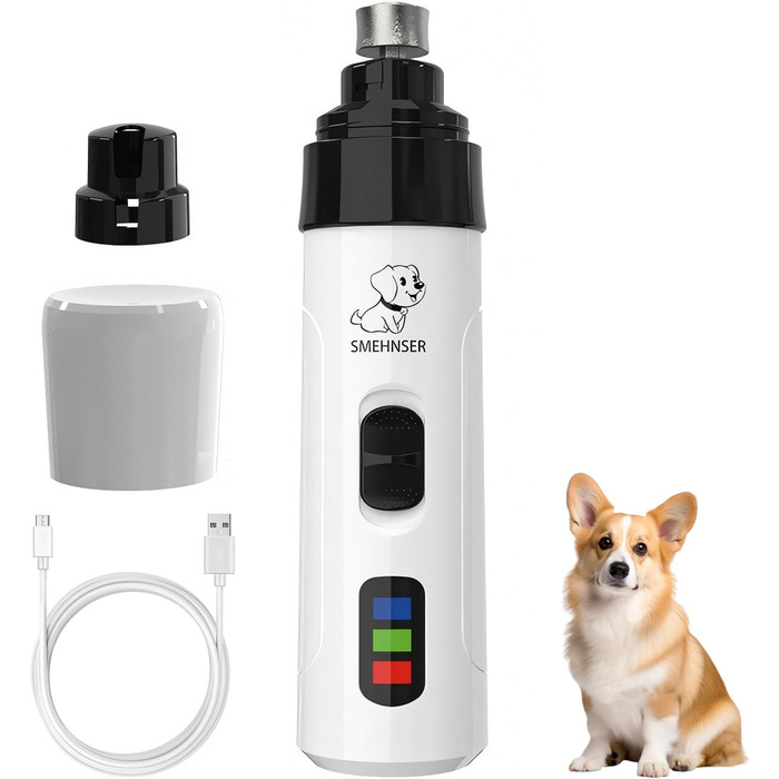 Набір для підстригання кігтів собак та котів, тихий електричний точило, 50 дБ, 2 швидкості, 3 отвори для точіння, для собак та котів різних розмірів