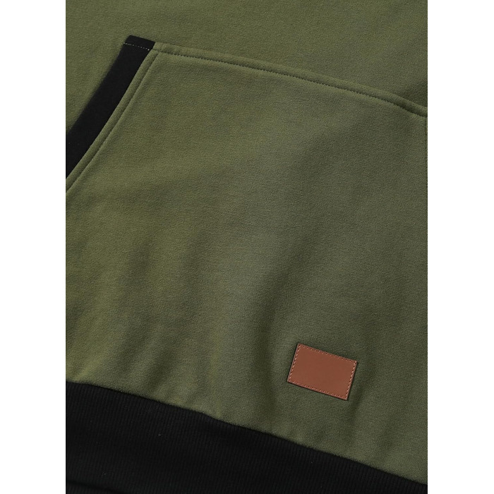 Світшот JMIERR чоловічий з капюшоном, теплий, з кишенею, бавовна, колір зелений