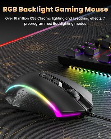 Redragon S113 Комбо Клавіатура та Миша для Ігор з Механічними Клавішами, RGB Підсвічуванням та Мишею 3200 DPI (Brown Switches) для ПК Windows QWERTY