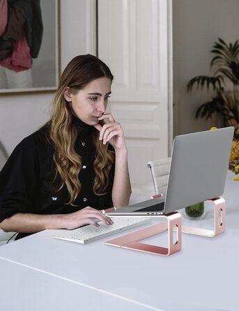 Підставка для ноутбука ALASHI на стіл, алюміній, ергономічна, 10-15.6 дюймів, червоно-золотий рожевий
