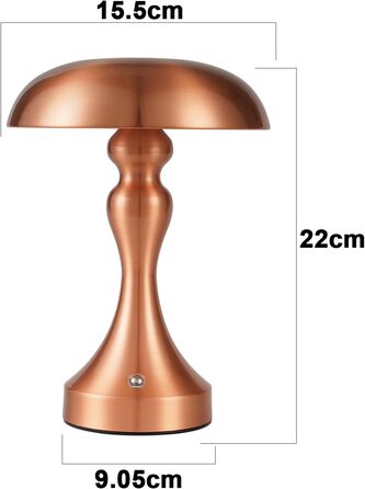 Бездротова настільна лампа з LED-підсвічуванням, сенсорне керування, регулювання яскравості, вінтажний стиль, USB-зарядка, нічник для спальні/вітальні (червоно-бронзова, 2 шт.)