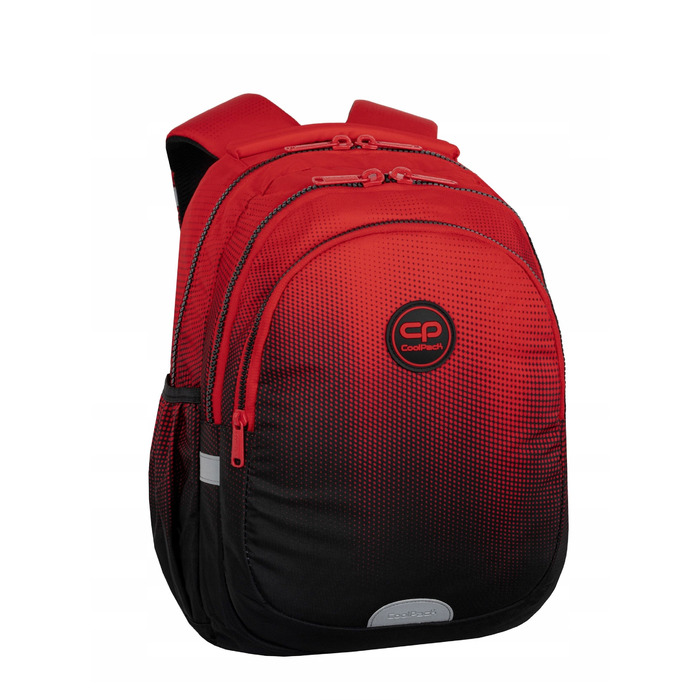 Багатовідсіковий шкільний рюкзак CoolPack, чорний з червоним, 21 л