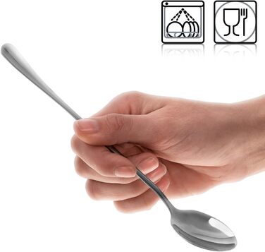 Набір ложок Com-Four® 12 шт. з нержавіючої сталі з довгим руків'ям (17/19.5 см) для коктейлів, чаю, кави, молочних коктейлів, матча, холодних напоїв та десертів