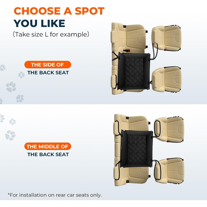 KYG Dog Car Seat - Extra Stable, Waterproof, Non-Slip - Reinforced Dog Seat for Medium & Large Dogs - L: 70x55x36cm