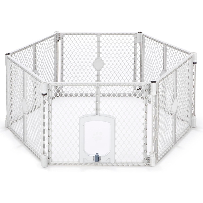 Laufstall для собак North States MYPET Petyard, 6 панелей, 66 см, розкладний, для дому та вулиці, сірий (Feldstone)
