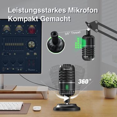 Мікрофон USB для ПК, PS4, PS5: ігровий, для стрімінгу, подкастів та запису звуку. Підходить для Mac та Windows