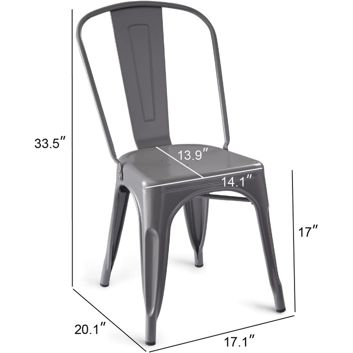 Amazon Basics Stackable Metal Dining Chairs (Set of 4)