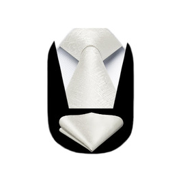 Краватка для чоловіків Hisdern однотонна формальна з кишеньковим хустинкою, комплект. Класичний стиль, для весілля, бізнесу, вечірок (Бежевий)