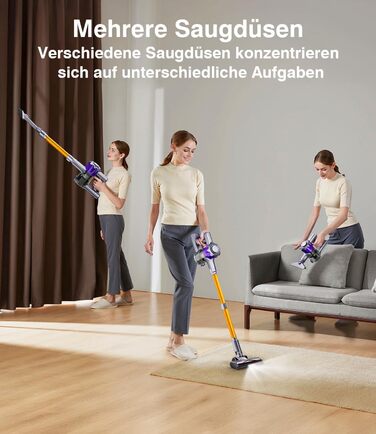 Бездротовий акумуляторний пилосос V8 з дисплеєм, 450 Вт, 40000 Па, до 50 хв роботи, автоматичний режим, антизаплутувальна щітка для килима, твердого покриття та шерсті тварин