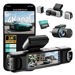 4-канальний автомобільний відеореєстратор BOTSLAB G980H: передня, задня та 2 внутрішні камери, роздільна здатність 3K + 3*1080P, WDR, EU версія