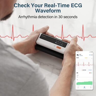 Тонометр на плече CheckMe Armfit Plus Bluetooth з ЕКГ, аналіз ЕКГ-звіту, вимірювання тиску за 30 секунд, частоти серця, підтримка кількох користувачів, сумісний з Android/iOS BP2