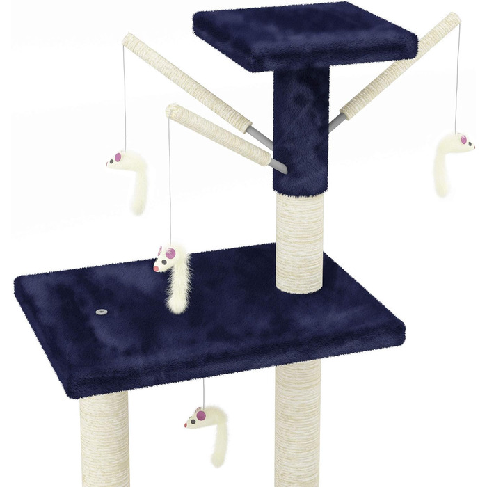 Дерев'яний кігтечка для котів Beltom® Kratzbaum 140 см, блакитний. Ігровий комплекс для котів, кігтеточка, ігровий центр