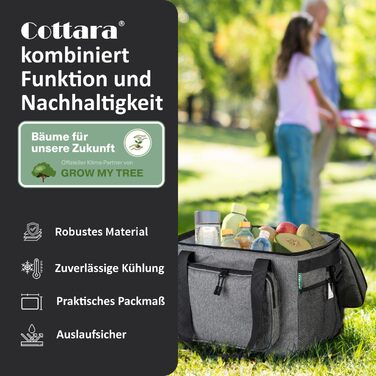 Складана сумка-холодильник 30л, водовідштовхувальна, +12 годин свіжості, міцна ізоляція – сіра сумка-холодильник, сумка для обіду, термосумка для пікніка