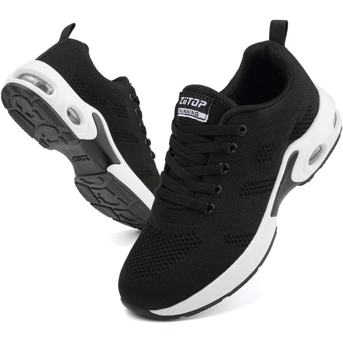 Жіночі кросівки для бігу та ходьби. Зручні, дихаючі, з амортизацією, спортивні, фітнес, для занять у залі та на вулиці. Чорно-білі, розмір 38 EU.