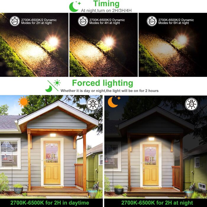 CLY Solar Spotlight Outdoor with Remote Control 30W 2600LM Solar Spotlight 2700K 4000K 6000K 2 Brightness Solar Lamps for Outdoor 2 Dynamic Modes Timing Function 5000mAh Solar Outdoor Light IP66 Waterproof