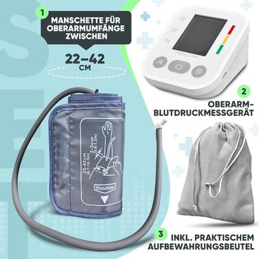 Тонометр ProfiCare® PC BMG 3121 для вимірювання артеріального тиску та пульсу | Виявлення аритмії | Тонометр на плечі з оцінкою ВООЗ | Білий *Модель 2024*