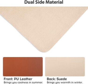 Підкладка на стіл велика 90x43 см Braun з PU шкіри, килимок для миші, клавіатури та ноутбука, водонепроникний, антиковзкий