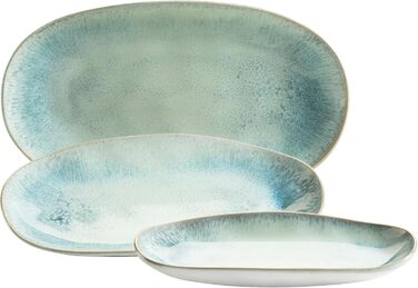 Mäser Serving Platter Set, Stoneware Frozen Green, 39.0 x 21.0 x 25.0 centimeters