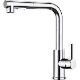 Змішувач для кухні FORIOUS висувний з душем, кухонний, L-подібний, 360° поворот, 2 режими, полірований хром Змішувач для кухні FORIOUS висувний з душем, кухонний, L-подібний, 360° поворот, 2 режими, полірований хром