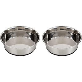 Миска для собак Kerbl з нержавіючої сталі, 2.8 л (2 шт.) - неслизька, срібна