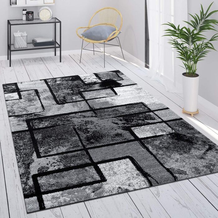 Paco Home Rug Living Room Vintage Short Pile Bedroom Geometric Design Modern, Size: 60x100 cm, Color: Grey