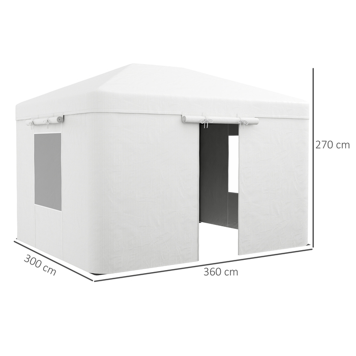 Outsunny Replacement Canopy Top Set for Gazebo, Waterproof with 2 Side Walls, Ideal for Garden Gazebo, White, Weather-Resistant & Durable