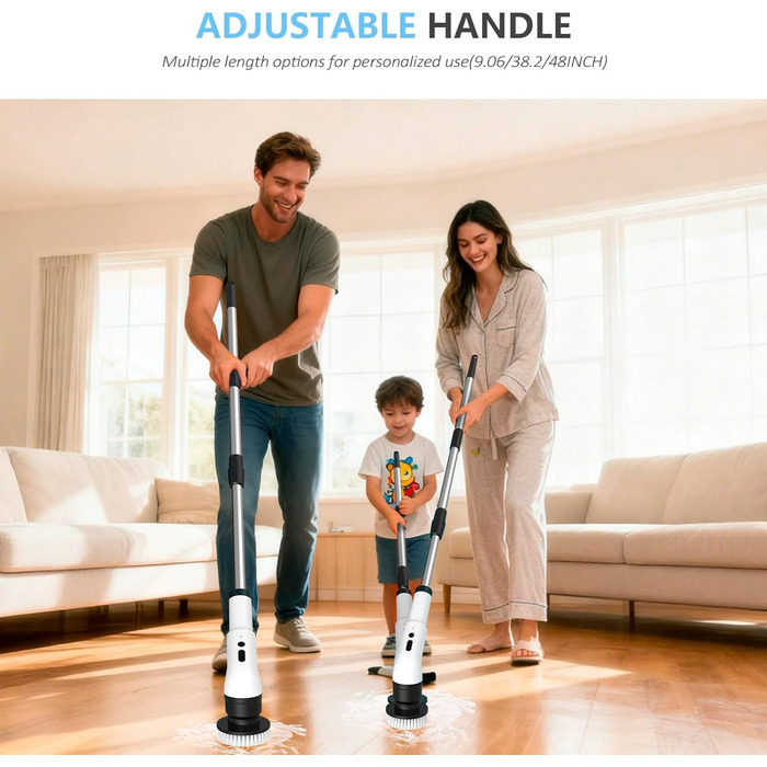 Електрична щітка для прибирання 9-в-1 з 8 насадками. Багатофункціональний інструмент для дому, кухні, ванної кімнати та авто.