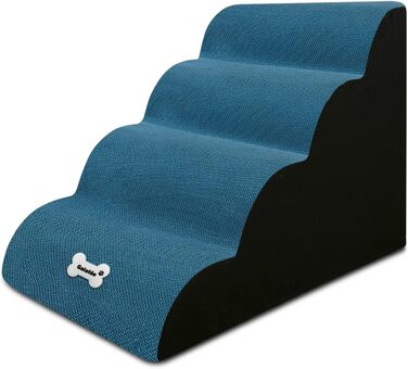 Сходинки для собак Galatée: зручні та безпечні сходи для високих ліжок та диванів. 4 сходинки, неслизьке покриття, знімний та миючий чохол, губка високої щільності, портативні. Колір: світло-коричневий (blu)