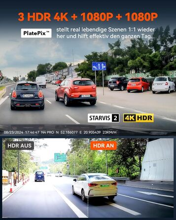 Відеореєстратор VANTRUE STARVIS 2: 4K + 1080P + 1440P, 3 канали, GPS, WiFi, паркувальний режим, нічне бачення, LTE (N4 Pro)