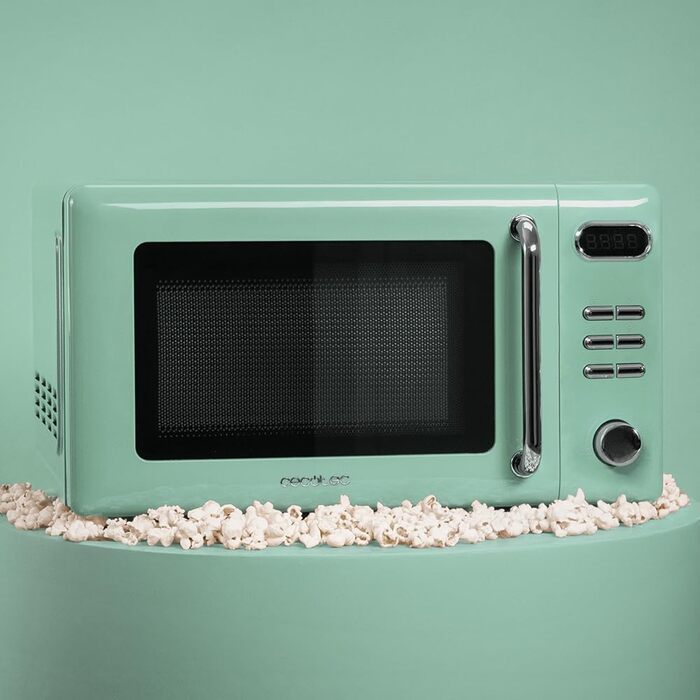 Мікрохвильова піч Cecotec Proclean 5110 Retro Blue з грилем, 20л, 700W, 8 програм, таймер 60 хв, функція розморожування, ретро-дизайн, зелена