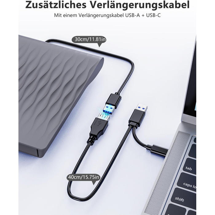 Зовнішній DVD/CD привід DANGZW USB 3.0 Type-C, портативний DVD-брунер та плеєр для ноутбука та ПК, сумісність з Windows, MacOS, Linux (сірий)