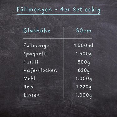 Скляні банки для зберігання з кришкою, кутові - набір 8 шт. - об'єм 5,2 л, посилена скляна тара, герметичні контейнери для продуктів, кухонні органайзери