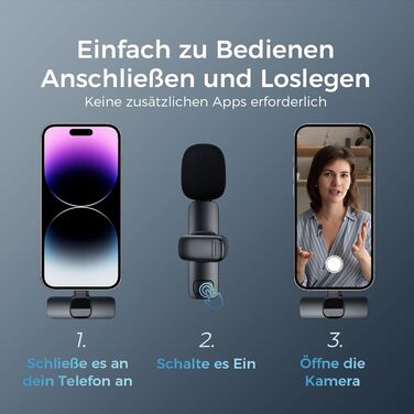 Мікрофон-петличка YRF бездротовий для iPhone, Android, комп'ютера. Бездротовий мікрофон для стрімінгу, відеозйомки, інтерв'ю, YouTube, TikTok, Vlog. Чорний
