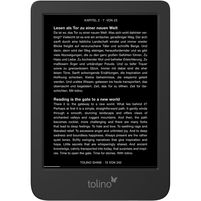 eReader Tolino Shine - компактний та легкий ридер для читання